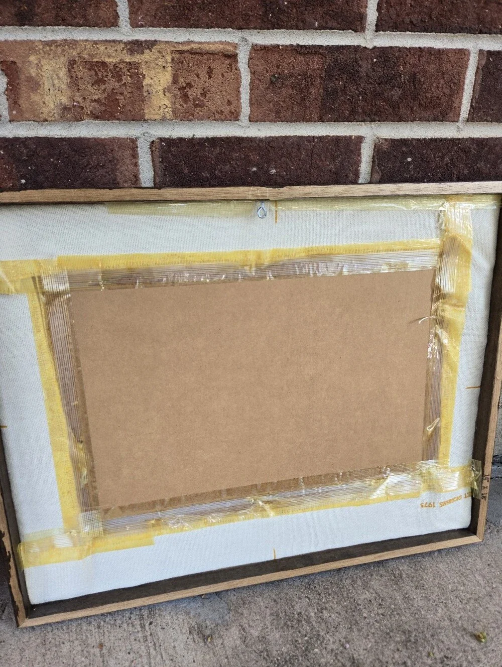 18.5x15 Framed Vintage 70s crewel embroidery wall art piece 